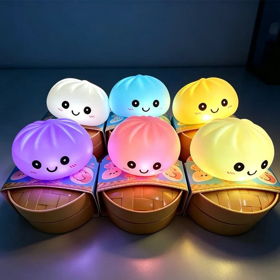 2027 New Dumpling Night Lights Glowing Dumplings Desktop Ornament Cute Glowing Dumpling Steamer Box Kawaii Dumpling Lights Gift